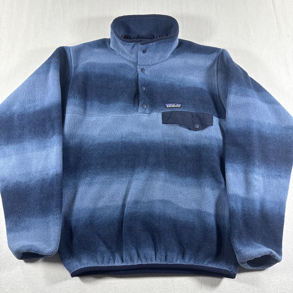Vintage Patagonia Synchilla Snap-T Pullover Mens S Blue Gradient Stripe Fleece